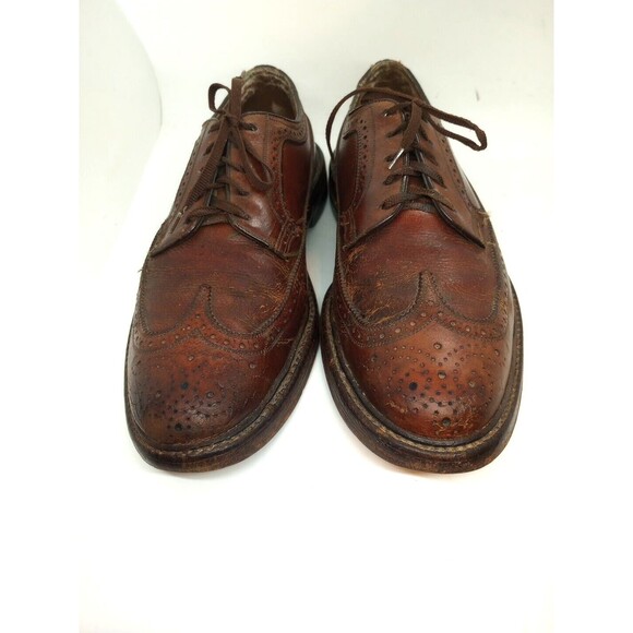 FLORSHEIM KENMOOR IMPERIAL 93602 Brown Leather  Lace Up Wingtip Brogue Vtg Sz 9C main image 6